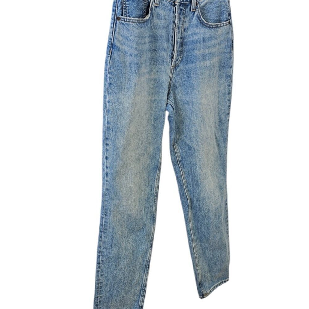 Denim Forum The BF High Rise Loose Jeans, Button Fly, Blue, Cotton, Relaxed, 25 - Picture 9 of 11
